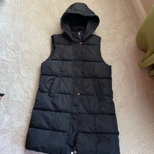 Longer length down look vest